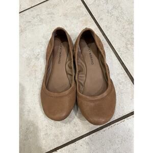 Lucky Brand Shoes Womens Emmie Ballet Flats Brown Leather Casual Slip On SZ 7.5M
